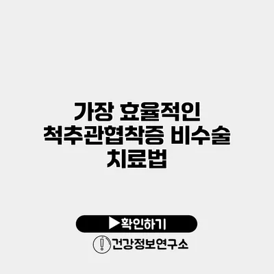 가장 효율적인 척추관협착증 비수술 치료법