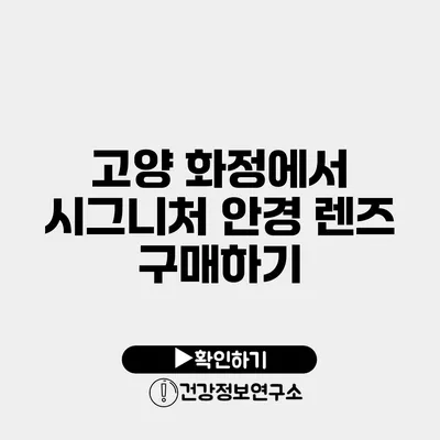 고양 화정에서 시그니처 안경 렌즈 구매하기