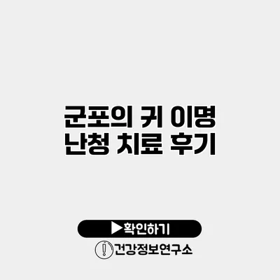 군포의 귀 이명 난청 치료 후기