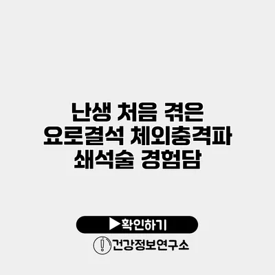 난생 처음 겪은 요로결석 체외충격파 쇄석술 경험담