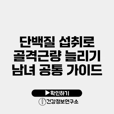 단백질 섭취로 골격근량 늘리기 남녀 공통 가이드