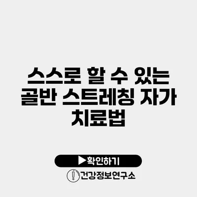 스스로 할 수 있는 골반 스트레칭 자가 치료법