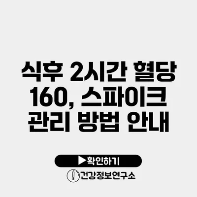 식후 2시간 혈당 160, 스파이크 관리 방법 안내