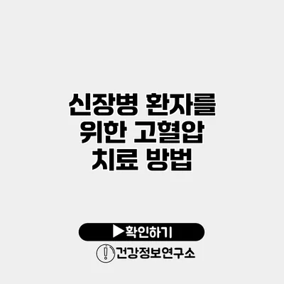 신장병 환자를 위한 고혈압 치료 방법