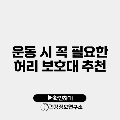 운동 시 꼭 필요한 허리 보호대 추천