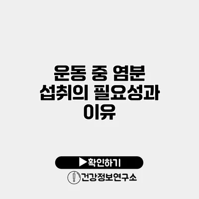 운동 중 염분 섭취의 필요성과 이유