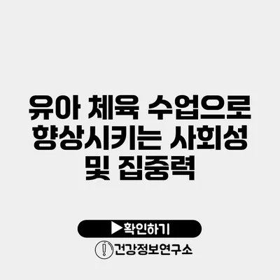 유아 체육 수업으로 향상시키는 사회성 및 집중력