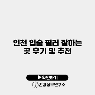 인천 입술 필러 잘하는 곳 후기 및 추천