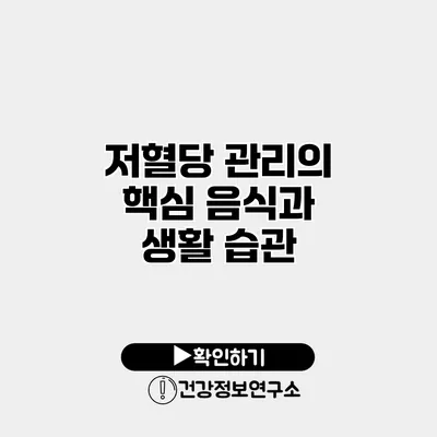 저혈당 관리의 핵심 음식과 생활 습관