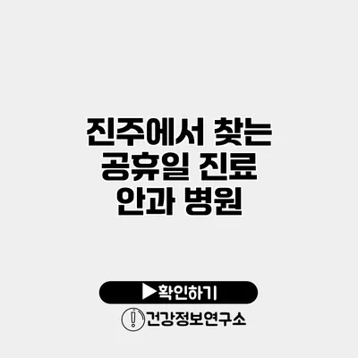 진주에서 찾는 공휴일 진료 안과 병원