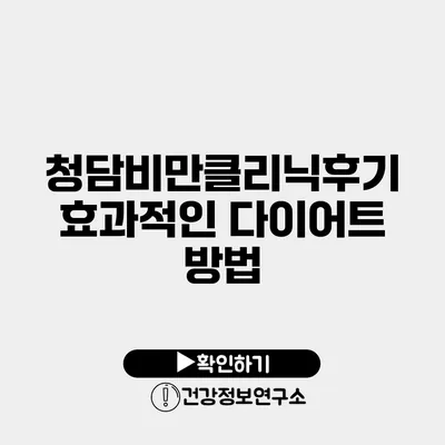 청담비만클리닉후기 효과적인 다이어트 방법