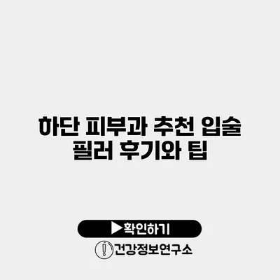 하단 피부과 추천 입술 필러 후기와 팁