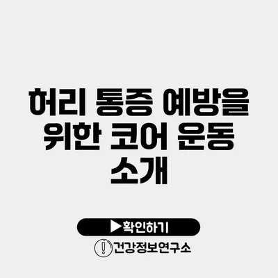 허리 통증 예방을 위한 코어 운동 소개