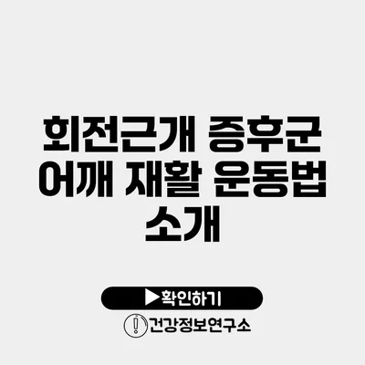 회전근개 증후군 어깨 재활 운동법 소개