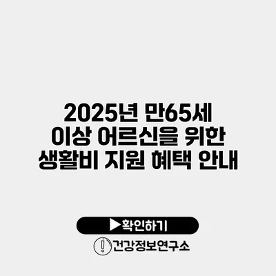 2025년 만65세 이상 어르신을 위한 생활비 지원 혜택 안내