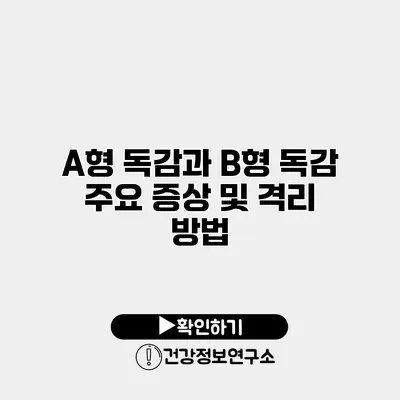 A형 독감과 B형 독감 주요 증상 및 격리 방법