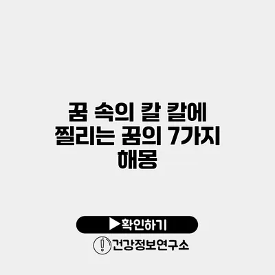 꿈 속의 칼 칼에 찔리는 꿈의 7가지 해몽
