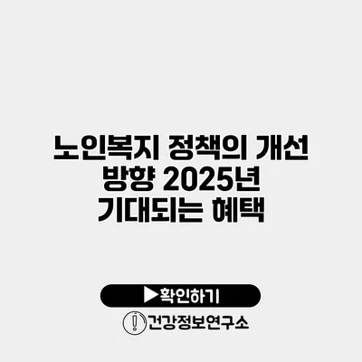 노인복지 정책의 개선 방향 2025년 기대되는 혜택
