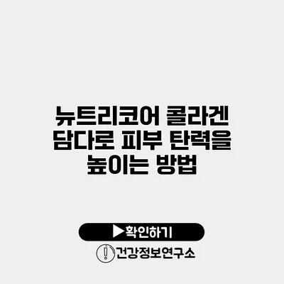 뉴트리코어 콜라겐 담다로 피부 탄력을 높이는 방법