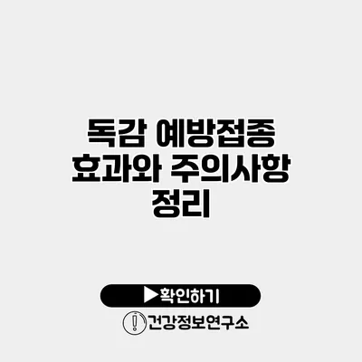 독감 예방접종 효과와 주의사항 정리