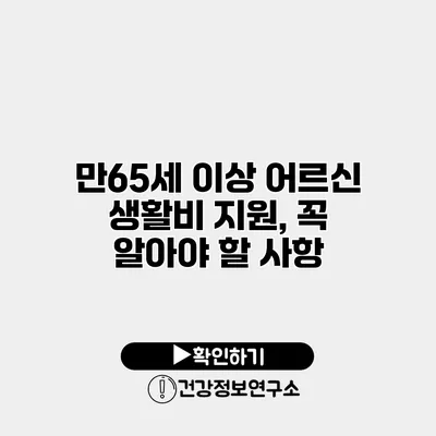 만65세 이상 어르신 생활비 지원, 꼭 알아야 할 사항