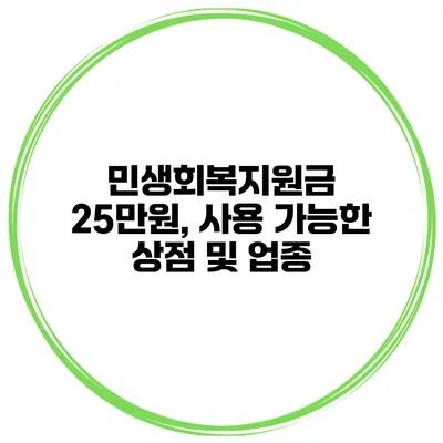 민생회복지원금 25만원, 사용 가능한 상점 및 업종