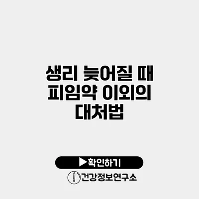 생리 늦어질 때 피임약 이외의 대처법