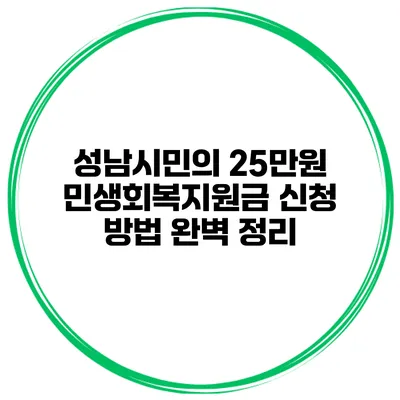 성남시민의 25만원 민생회복지원금 신청 방법 완벽 정리