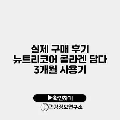 실제 구매 후기 뉴트리코어 콜라겐 담다 3개월 사용기