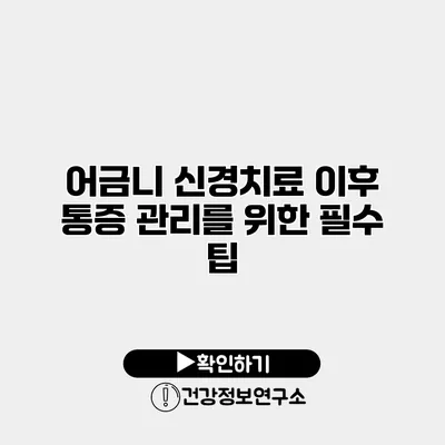 어금니 신경치료 이후 통증 관리를 위한 필수 팁