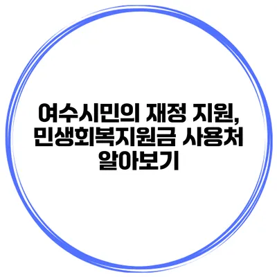 여수시민의 재정 지원, 민생회복지원금 사용처 알아보기