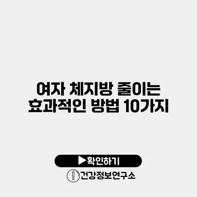 여자 체지방 줄이는 효과적인 방법 10가지
