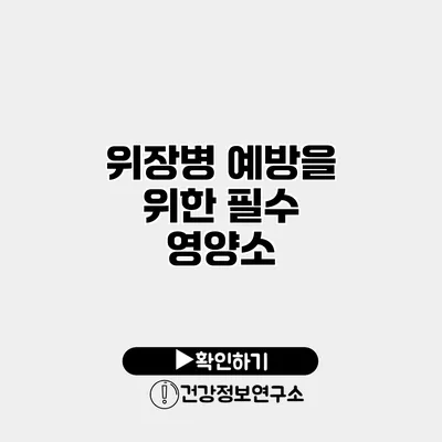위장병 예방을 위한 필수 영양소