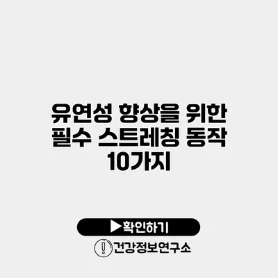 유연성 향상을 위한 필수 스트레칭 동작 10가지