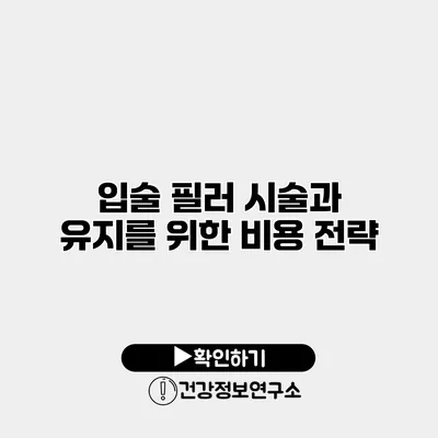 입술 필러 시술과 유지를 위한 비용 전략