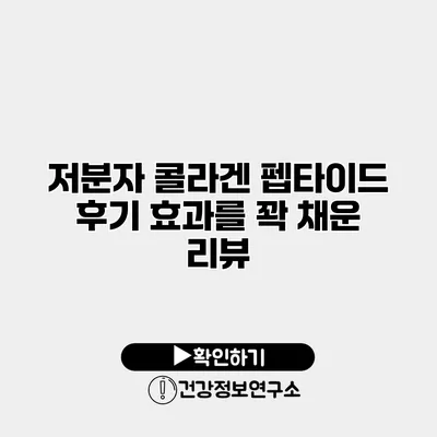 저분자 콜라겐 펩타이드 후기 효과를 꽉 채운 리뷰