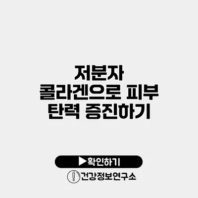 저분자 콜라겐으로 피부 탄력 증진하기