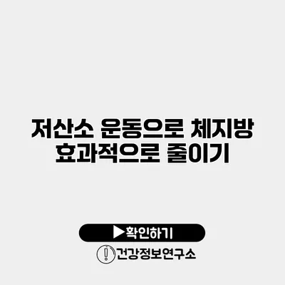 저산소 운동으로 체지방 효과적으로 줄이기