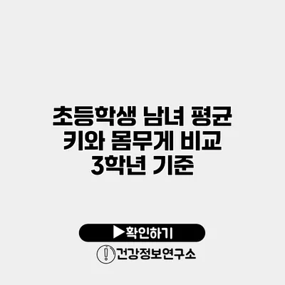 초등학생 남녀 평균 키와 몸무게 비교 3학년 기준