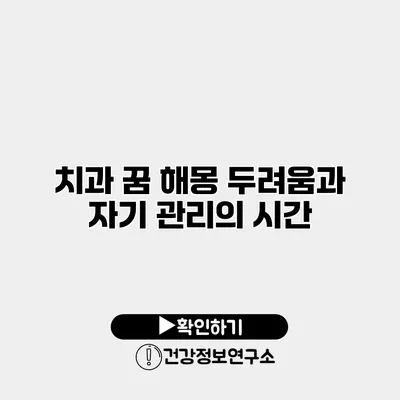 치과 꿈 해몽 두려움과 자기 관리의 시간