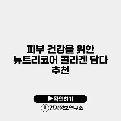 피부 건강을 위한 뉴트리코어 콜라겐 담다 추천