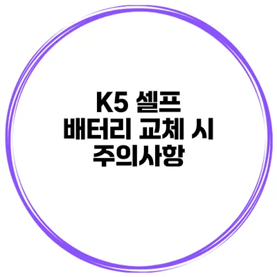 K5 셀프 배터리 교체 시 주의사항