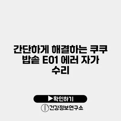 간단하게 해결하는 쿠쿠 밥솥 E01 에러 자가 수리