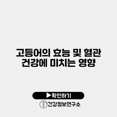 고등어의 효능 및 혈관 건강에 미치는 영향