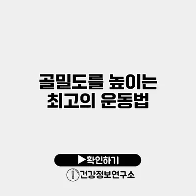 골밀도를 높이는 최고의 운동법