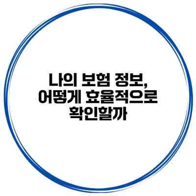 나의 보험 정보, 어떻게 효율적으로 확인할까?
