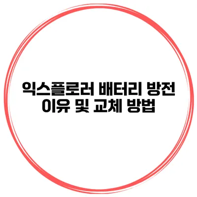 익스플로러 배터리 방전 이유 및 교체 방법