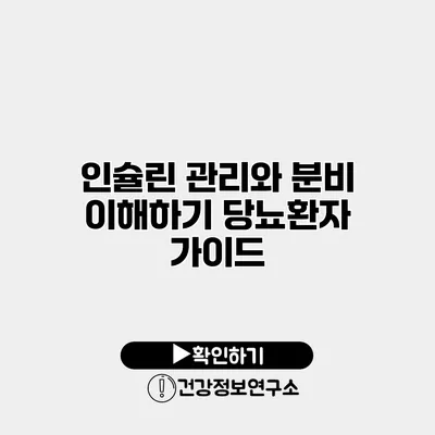 인슐린 관리와 분비 이해하기 당뇨환자 가이드