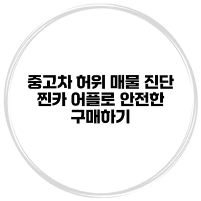 중고차 허위 매물 진단 찐카 어플로 안전한 구매하기