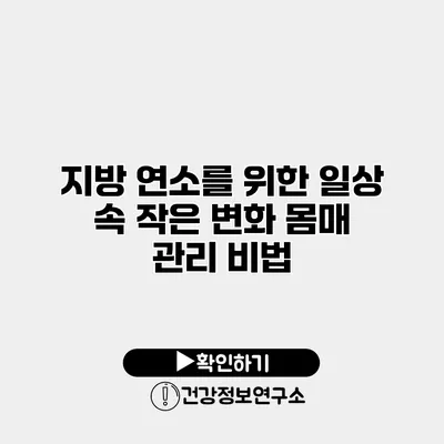 지방 연소를 위한 일상 속 작은 변화 몸매 관리 비법